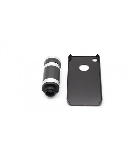 Mini 8X Zoom Optical Lens Telescope w/ Plastic Back Case for Apple iPhone 4/4S