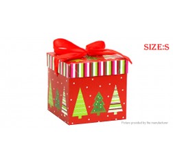 Christmas Paper Box Gift Box Stores Showcase Ornament Xmas Decor (Size S)