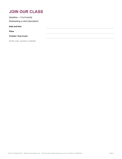 Preview of the first page of Class poster (DOCX)